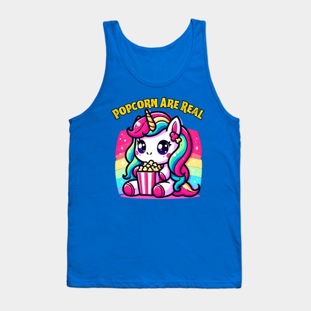 Popcorn Unicorn for Cinema lovers Tank Top by Japanese Fever